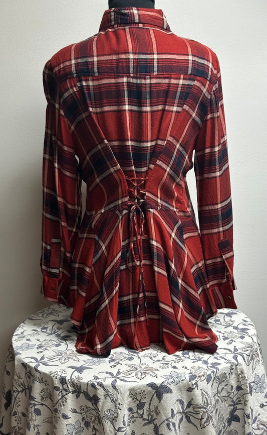 Red Flannel with Cinched Back image 1