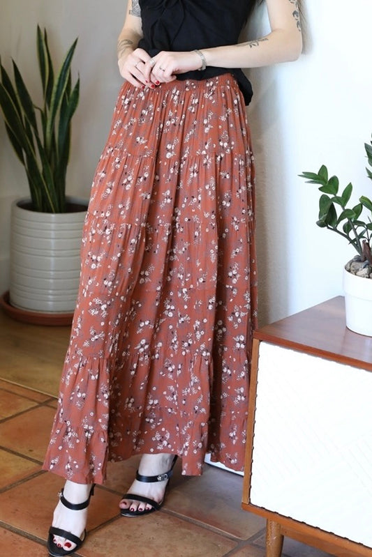 Smocked Waist Tiered Maxi Skirt image 1