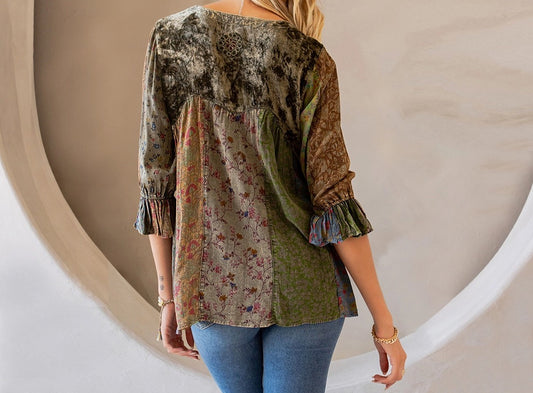Vintage Bohemian : Patchwork Velvet Top image 1