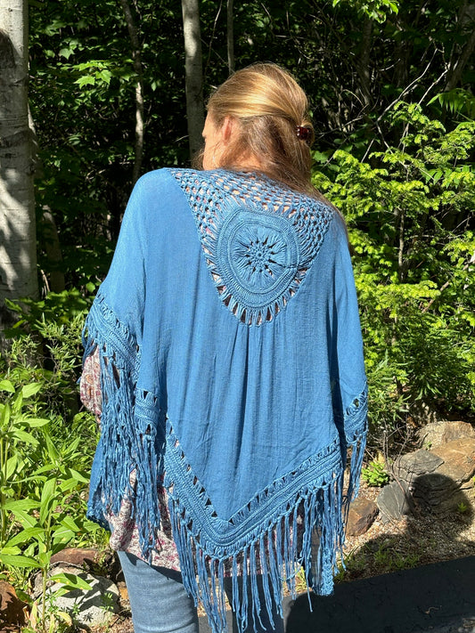Linen shawl with Embroidered Back