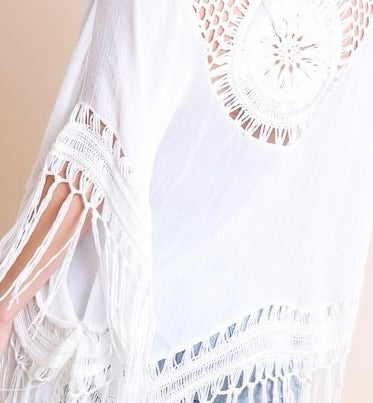 Linen shawl with Embroidered Back image 3