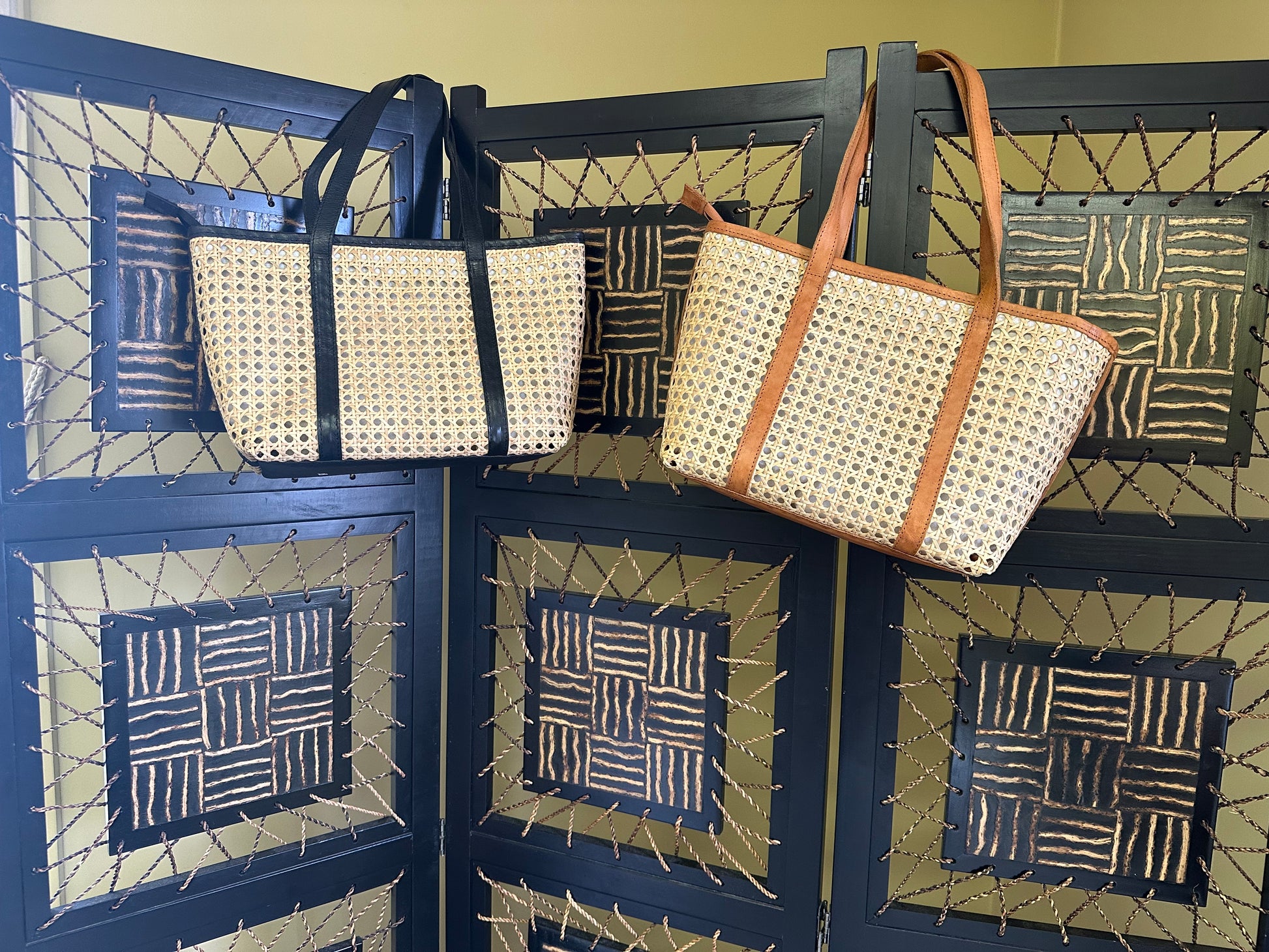 Rattan Leather Handled Bag image 0