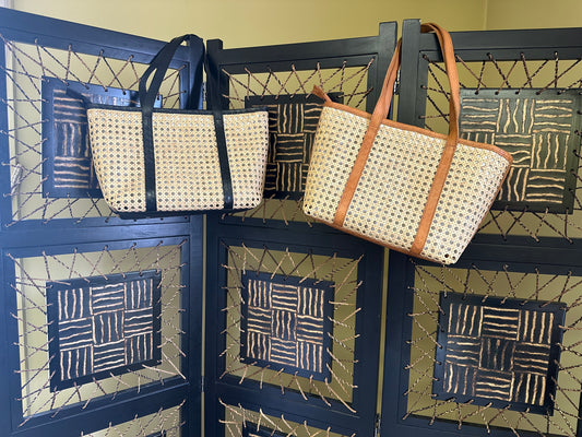 Rattan Leather Handled Bag image 0