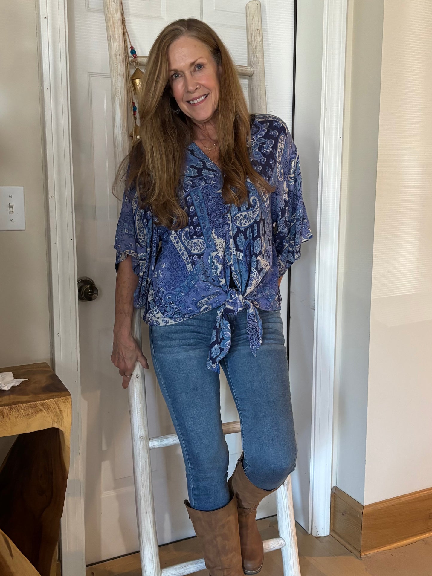 Printed Tie Waist Blouse image 2