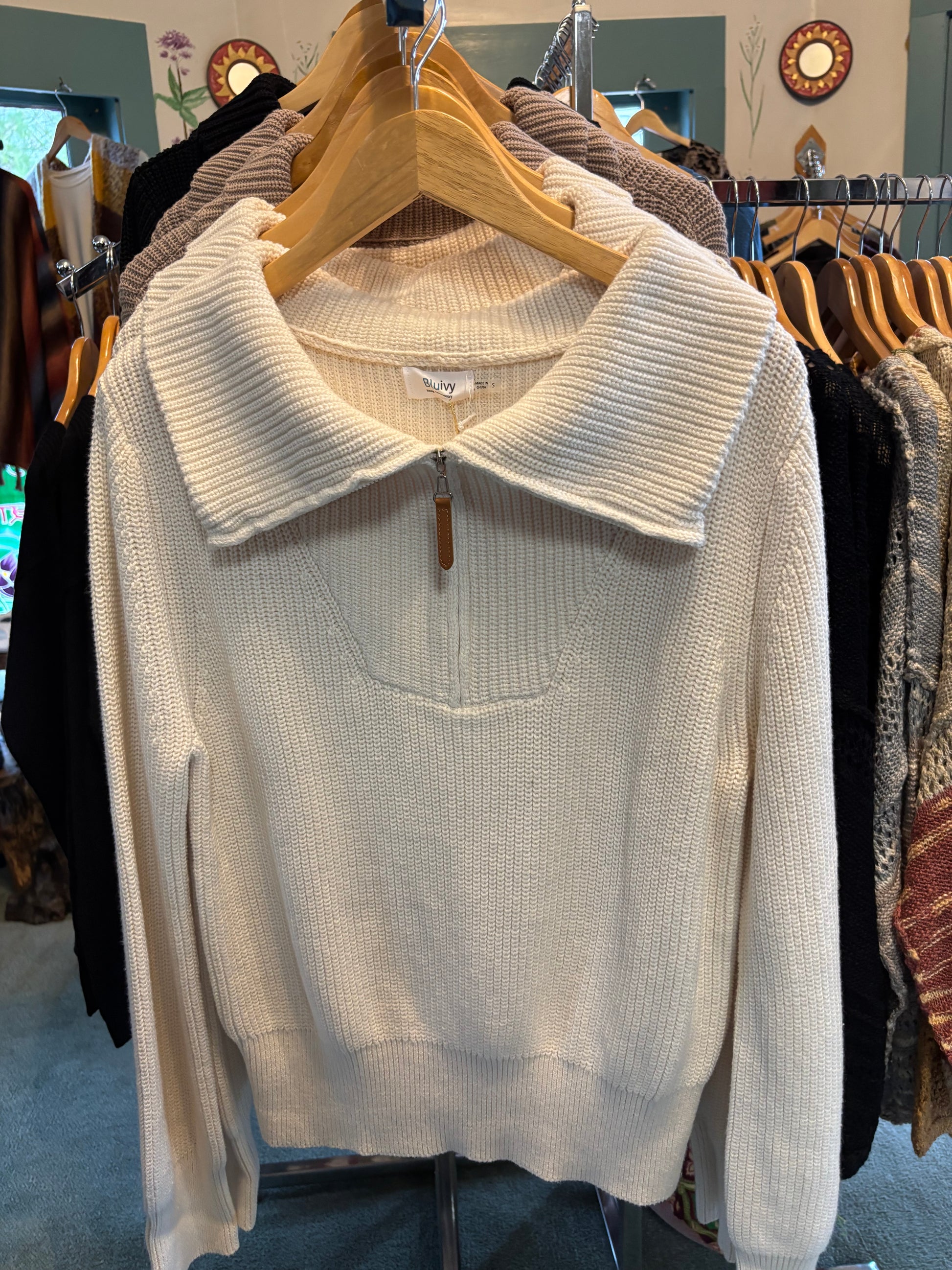 Bluivy Half Zipper Collar Knit Sweater image 3