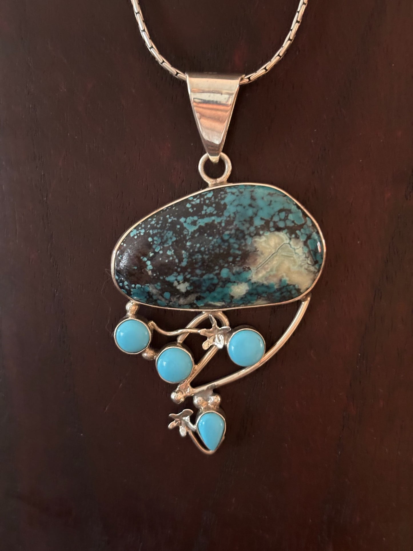 Azurite Malachite and Turquoise Pendant image 0