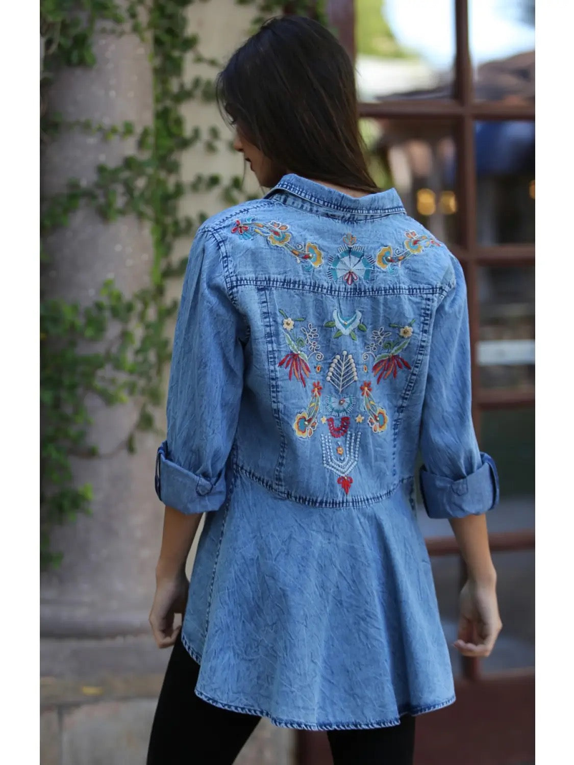 Nostalgia Denim Button Up Shirt With Embroidered Back image 2