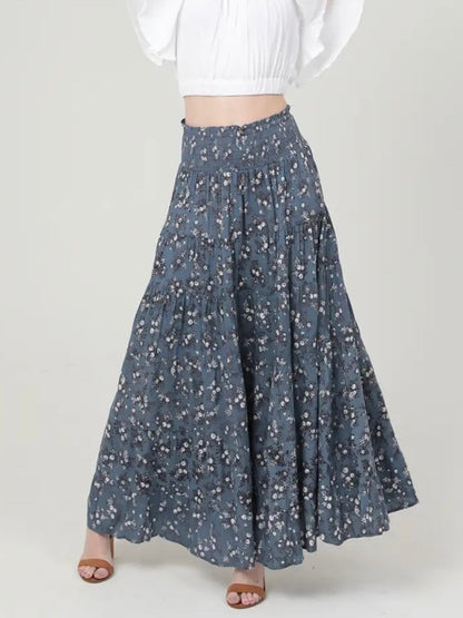 Smocked Waist Tiered Maxi Skirt image 0