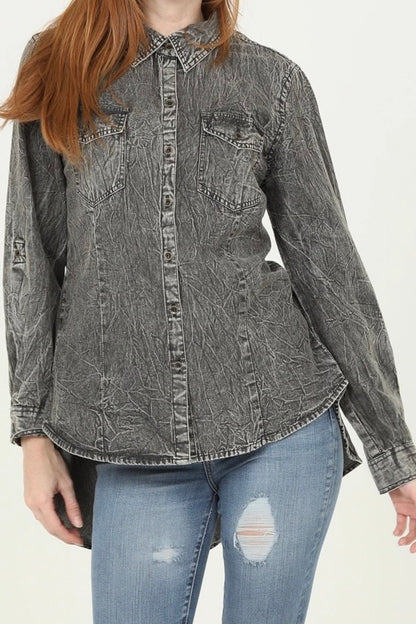 Nostalgia Denim Button Up Shirt With Embroidered Back image 0