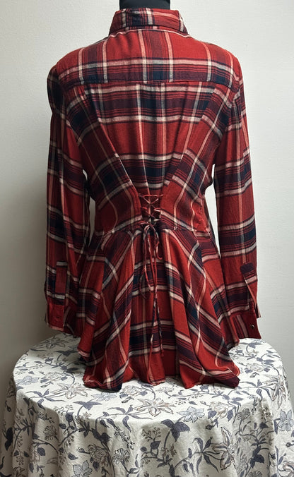 Red Flannel with Cinched Back image 1