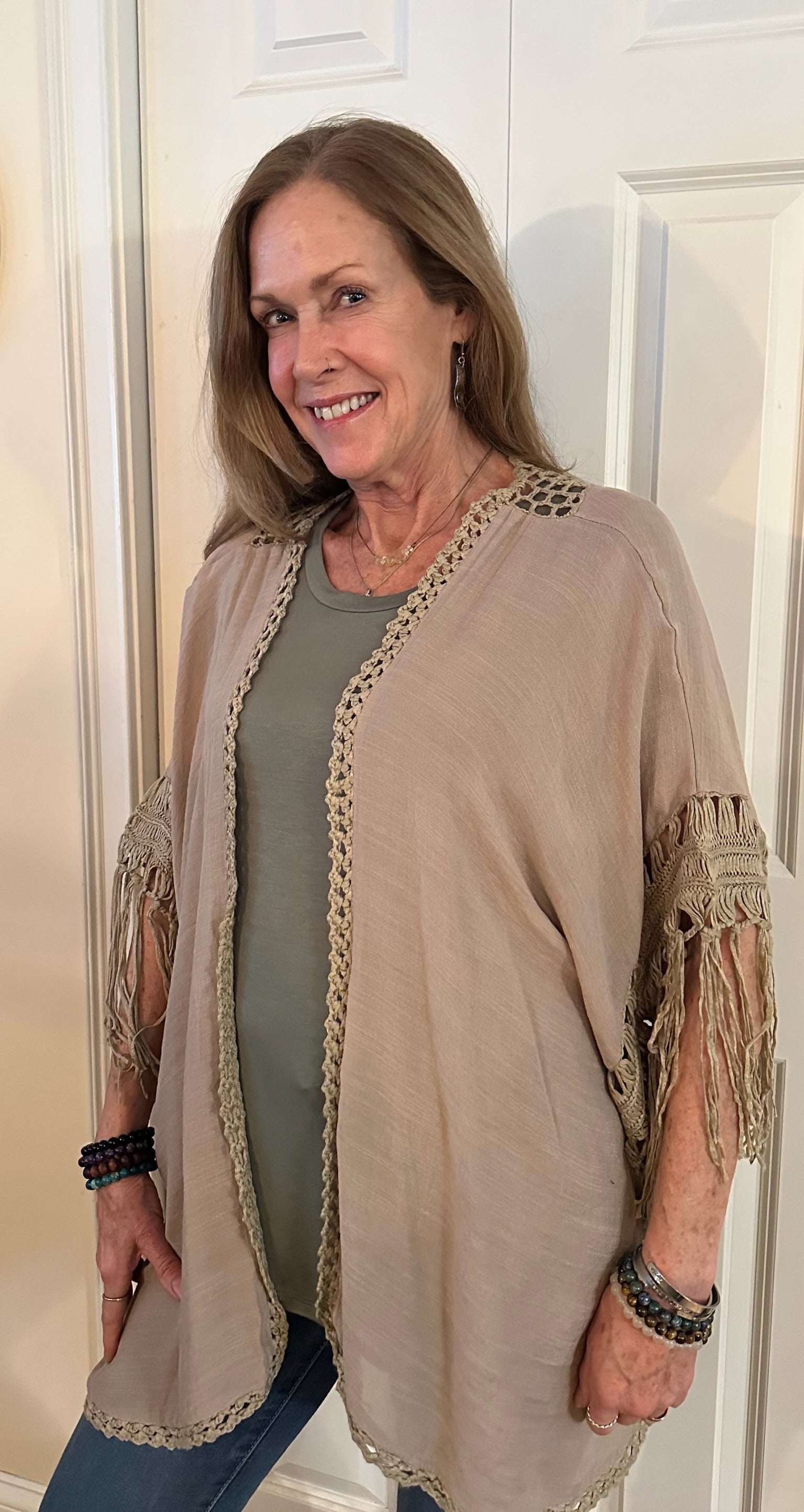 Linen shawl with Embroidered Back image 0