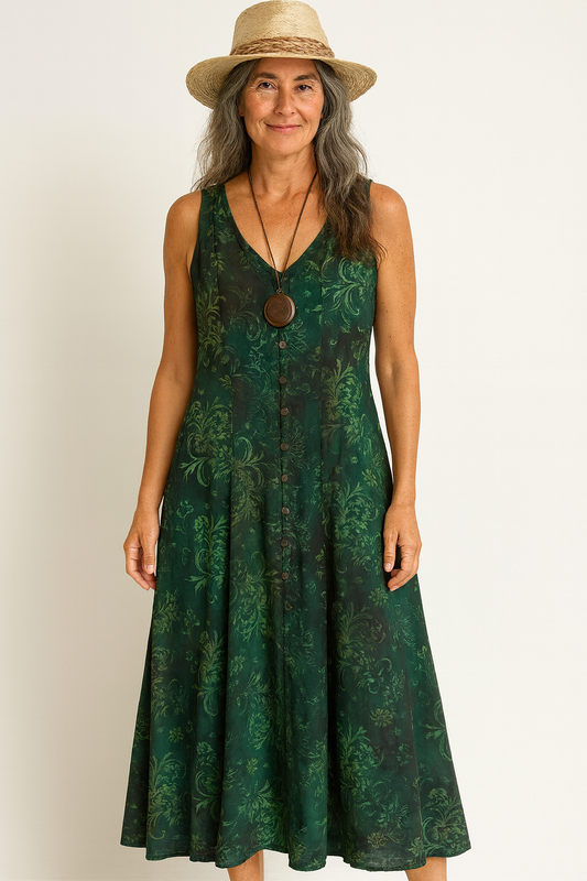 Batik Maxi Sleeveless Button-down Dress image 1