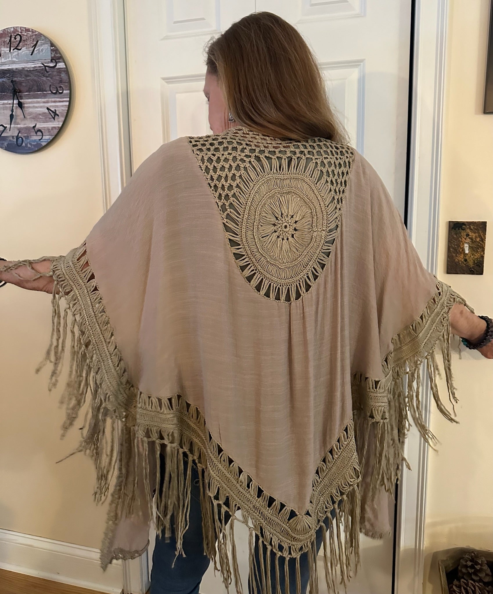 Linen shawl with Embroidered Back image 1