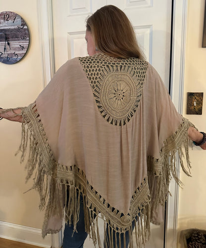 Linen shawl with Embroidered Back image 1