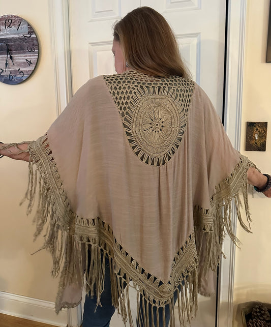 Linen shawl with Embroidered Back image 1