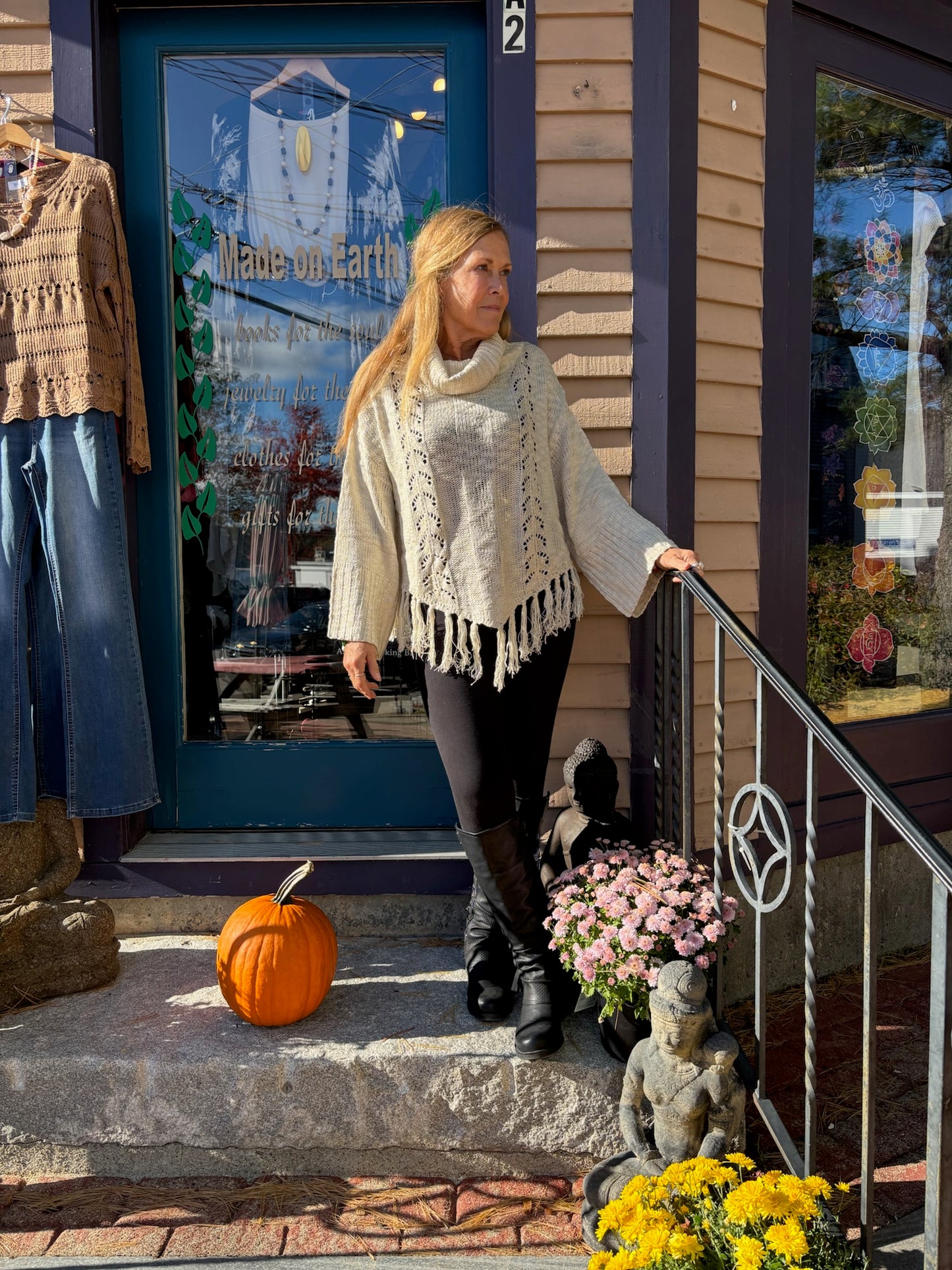 Cowl Neck Fringe Hem Sweater image 0