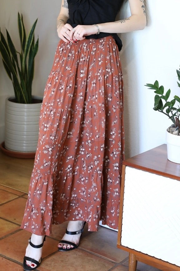 Smocked Waist Tiered Maxi Skirt image 1
