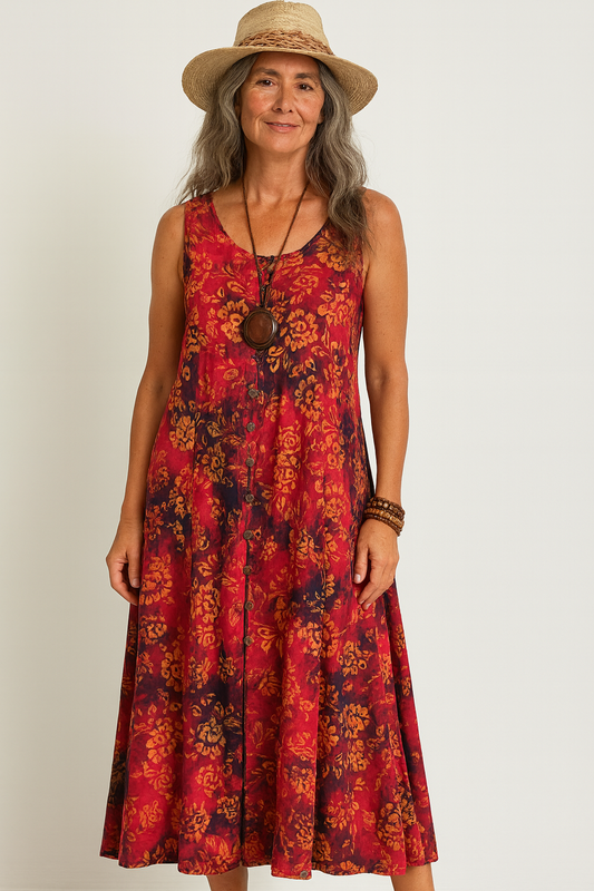 Batik Maxi Sleeveless Button-down Dress image 0