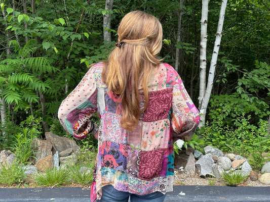 Kimono Shrug in Overdyed Mix N Match Patch