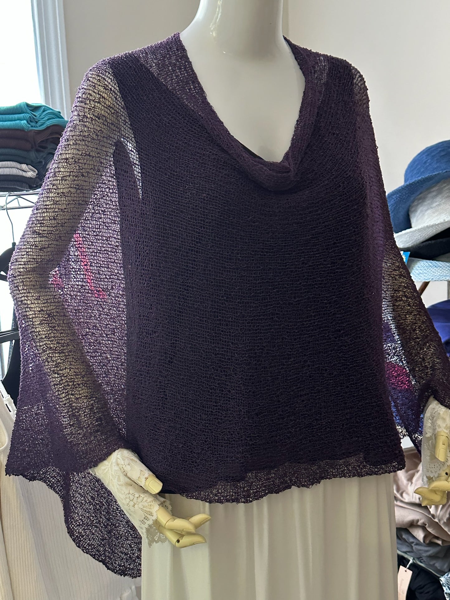 Lightweight Summer Knit Poncho Shawl