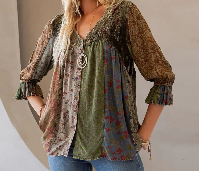 Vintage Bohemian : Patchwork Velvet Top image 0