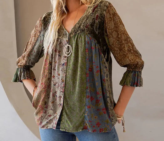 Vintage Bohemian : Patchwork Velvet Top image 0