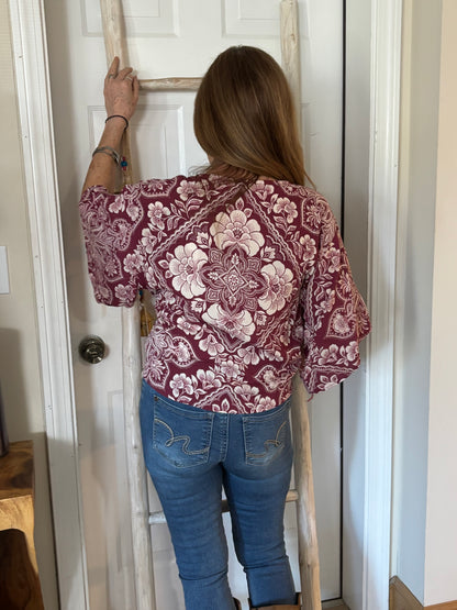 Printed Tie Waist Blouse image 1