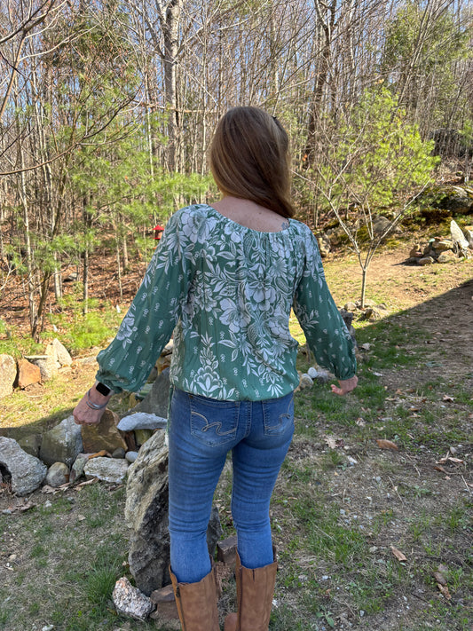 Printed Blouse with Side Waist Tie image 1