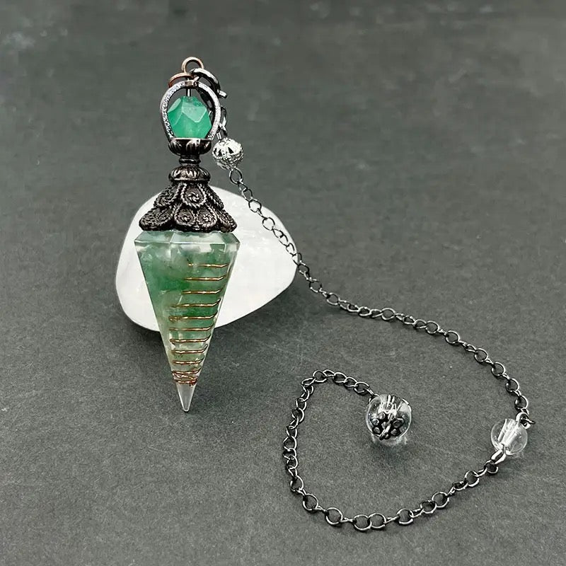 Green Aventurine Gemstone Chips w/ Copper & Resin image 1