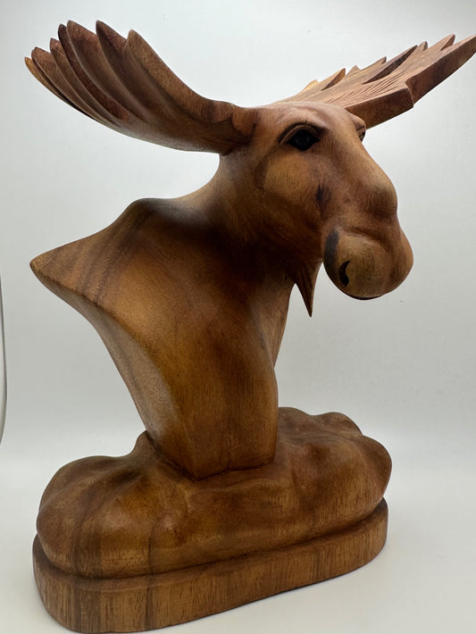 Bali Hand Carved Moose Bust image 0