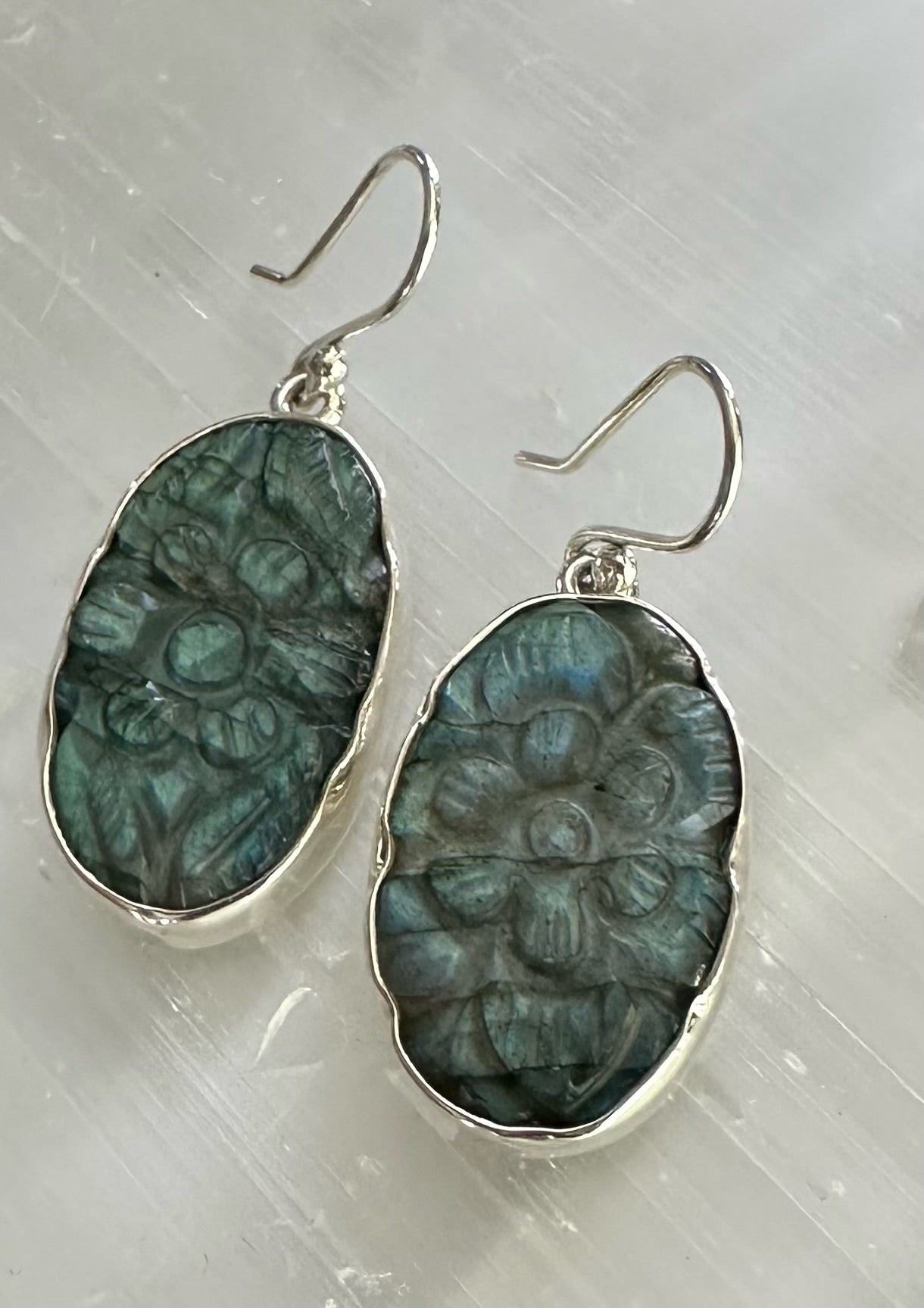 Carved Labradorite  Earrings image 0
