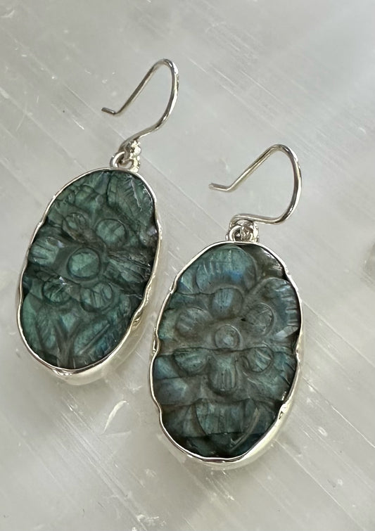 Carved Labradorite  Earrings image 0
