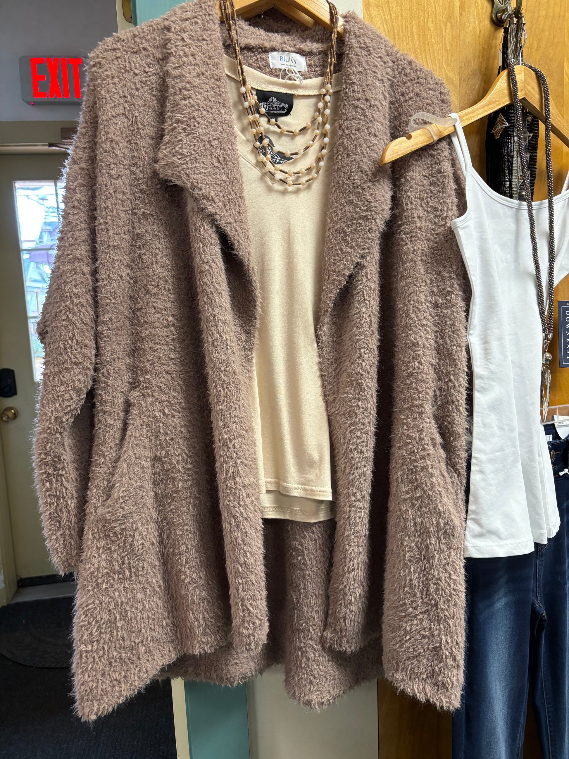Bluivy Soft Fuzzy Drape Front Cardigan image 2