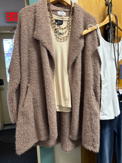 Bluivy Soft Fuzzy Drape Front Cardigan image 2